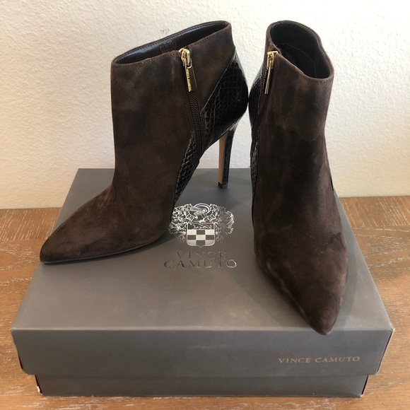Vince Camuto Kasi Brown Suede Booties Size 8.5 - Picture 12 of 16